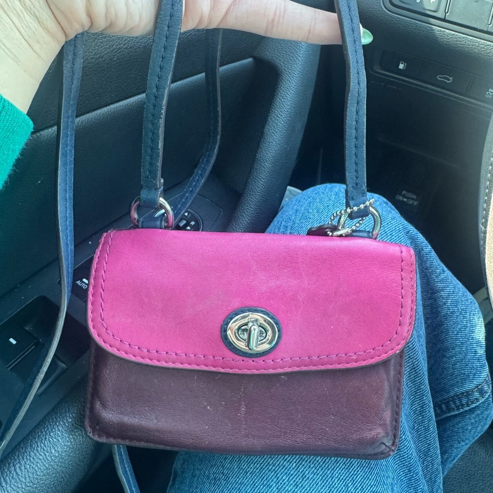 Two-Tone Pink and Burgundy Crossbody Bag